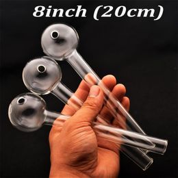 8 Inch straight Glass Oil burners Glass Bong Water Pipes clear smoking spoon pipes cheapest