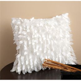 wholesale leaves pillow case for sofa cushion /fashion peacock feather pillow cover party christmas decor 210315