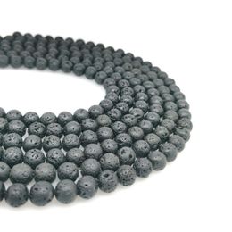 Other Wholesale Natural Black Lava Volcanic Round Stone Loose Beads For Jewelry Making 4mm 6mm 8mm 10mm 12mm 14mm