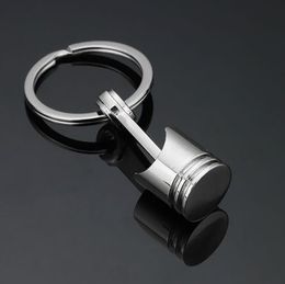 Car Engine Piston Key Ring Chain Keychain Keyfob Key Chain Chrome Wholesale Big Size Drop Small Silver Keychain gift