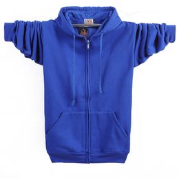 Autumn Winter Fashion Zip-up 95% Cotton Loose Hoody Weatshirt Women Zipper Velvet Long Coat Boyfriend Hooded Blue Plus Size 201127