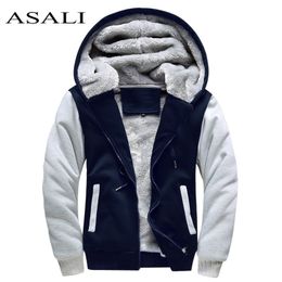 ASALI Bomber Jacket Uomo New Brand Winter Thick Warm Fleece Cappotto con cerniera per uomo SportWear Tuta da uomo europea con cappuccio 201104