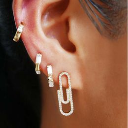 Stud Fashion Gold Filled Paper Clip Puncture Earrings Unique Punk Personality Safety Pin Ear Jewellery For Women