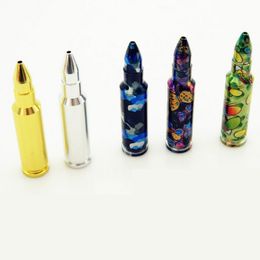 Bullet pipe large gold and silver package flower bullet head mini metal pipe snuff bottle smoking set