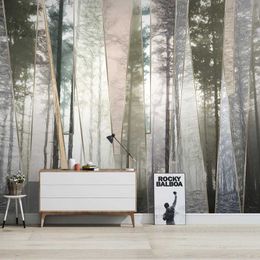 Wallpapers Nordic Hand Painted Forest Landscape Geometric Lines Minimalist Bedroom Living Room TV Background Wall Painting