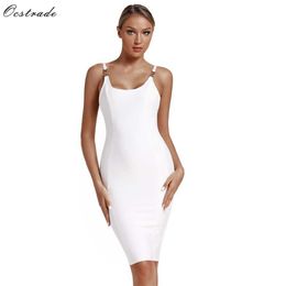 Ocstrade Woman Bodycon Bandage Dress Summer Arrival Spaghetti White Sexy Midi Night Club Party 210527