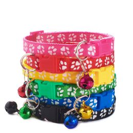 Colourful Pet Supplies Cartoon Dog Cat Collars With Bell Adjustable Polyester Buckle Collar Cat Pet Supplies Accessories Collars Small Dog