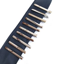Tie Clips Mens Metal Necktie Bar Crystal Dress Shirts Ties Pin For Wedding Ceremony Gold Man Accessories
