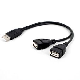 2 Port USB2.0 Hub USB 2.0 Male To 2 Dual USB Female Jack Splitter Hub Power Cord Adapter for PC Phone Laptop Cable