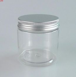 200g Transparent PET Cream Jars With Aluminium Lid 200ml Plastic jar cosmetic container Wholesalegood qty