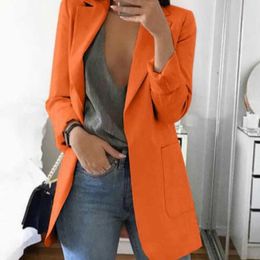 2020 Autumn New Fashion Lapel Slim Cardigan Temperament Long-Sleeved Women's Shirt Suit Jacket Women Office Lady X0721