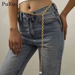 Elegant Ladies Metal Pearl Decorative Strap Chain for Jeans Trousers Gold Colour Waistband Clothes Accessories