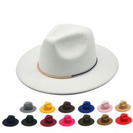 New Fashion hat Wool Women Outback Fedora Hat For Winter Autumn ElegantLady Floppy Cloche Wide Brim Jazz Panama Big Size Caps