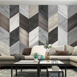 Wallpapers Modern 3d Solid Geometric Stone Wood Grain Custom Wallpaper Home Decor Mural Bedroom Self-adhesive Wall Paper