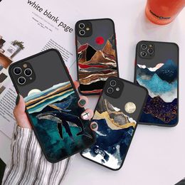 Hand Painted Phone Cases For iPhone 13 12 11 Pro Max Mini XS XR Scenery Shockproof Cover