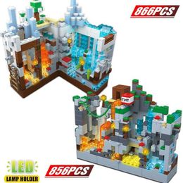 Creator Expert High-tech Building Blocks Set Mine Cave Zombie with Light My World Steve Bricks Toys for Kids Q0624
