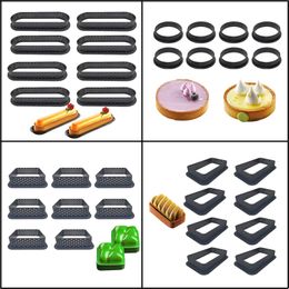 Meibum 5 Styles Cake Ring Set Plastic Perforated Egg Tart DIY French Dessert Mould Fruit Cookies Pastry Kitchen Baking Molds 210225