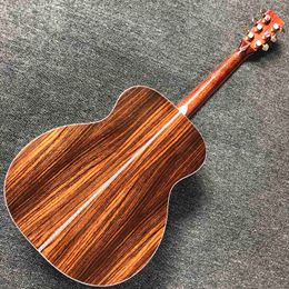 Custom Solid Spruce Wood Acoustic Guitar OM Body Ebony Fingerboard Abalone Binding in Yellow