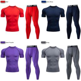 Men's Compression Sport Suit Quick Dry Running Set Clothing Sports Outdoor Joggers Training Gym Fitness Tracksuit Sportswear Kit Y1221