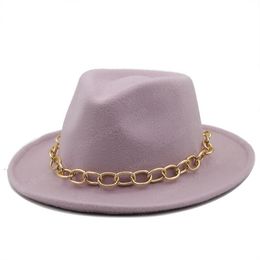 Fedora Hat For Women Men Fedoras Bulk Men's Women's Felt Hats with Chain Woman Man Panama Cap Female Male Vintage Jazz Top Caps Spring Fall Winter