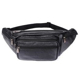 Genuine Leather men Waist Pack Funny Belt Bag Men Chain For Phone Pouch Bolso