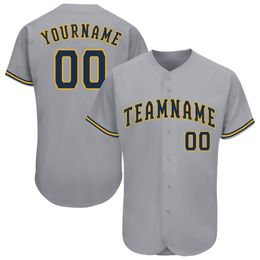 Custom Grey NAVY-GOLD BASEBALL JERSEY