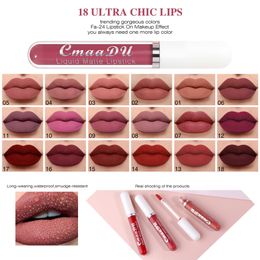 Cmaadu 18 Lip Gloss Color Matte Liquid Lipstick Waterproof Natural Long Last Velvetines Makeup Lipgloss free ship 1200