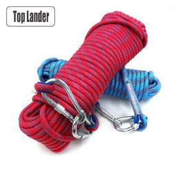 climbing rope and carabiner Canada - Cords, Slings And Webbing 50m Rock Climbing Rope 10mm Tree Wall Equipment Gear Outdoor Survival Fire Escape Safety Carabiner 10m 20m 30m