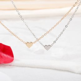 Silver Love Necklace Women's Sweet Peach Heart Pendant Elegant Small Heart-Shaped Short Collarbone Chain Colour Necklaces