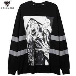 Aolamegs Hoodie Sweatshirts Men Anime Gothic Horror Comic Pullover Casual Long Sleeve Tops High Street Hip Hop Streetwear 210813