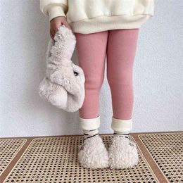 Winter baby girls thicken warm patchwork leggings 1-7 years kids soft lining thick skinny pants 210708