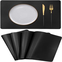 Placemats Table Mats for Dining Outdoor Waterproof Stain Resistant Placemats Durable Faux PU Leather Heat Insulation Pad