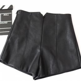 pu leather shorts Ladies autumn and winter wear short sexy high waist primer 210714