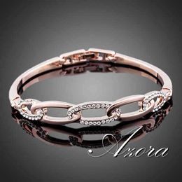 Azora Rose Gold Color Stellux Austrian Crystals Bracelets Bangles Tb0039 Q0717