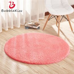 Shaggy Soft Round Carpets For Living Room Bedroom Kid Room Rugs Home Carpet Floor Door Mat Simple Thicker Decotate Area Rug Mats 210301