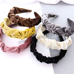 Christmas Gift Vintage Velvet Folded Hair Accessories For Girls Women Headband Hairband Opaska Do Wlosow Opaski Headwear