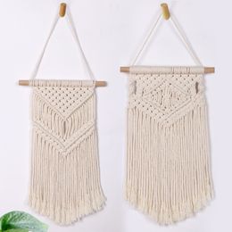 Macrame woven tapestry Wall hanging Boho tapestry Art Home Apartment room decoration Bohemian cotton rope Handwoven wall Decor 210310