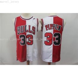 Stitched custom NO.33 red and white two-tone retro style women youth mens basketball jerseys XS-6XL NCAA