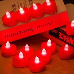 24pcs LED Candle Multicolor Color Lamp Flame Tea Light Heart-Shaped Rocking Candles For Wedding Birthday Party Decoration 211222