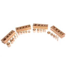 Montessori Educational Wooden Toys For Children Cylinder Socket Blocks Toy Baby Development Practise and