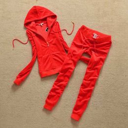 Spring /Fall 2021 women's elegant Velet Tracksuits Hoodies and pants sportswear Velour suit women suit S-L X0721