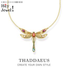 Necklace Gold Dragonfly,2021 Summer Brand New Fine Bohemia Jewellery Europe 925 Sterling Silver Bijoux Gift For Women Girls Q0531