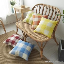 Plaid Sofa Cushion Cover 18x18 Inch Colourful Lattice Print Pillow Cover Linen Pillow Case Home Decoration Pillow Cover Wholesale XVT1209