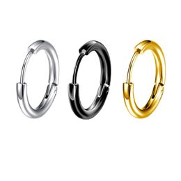 3MM Thin Stainless Steel Hoop Earrings Circle Round Huggie Anti-allergic Ear Bone Buckle Ring Cartilage Tragus Piercing Jewellery Gold Silver Black