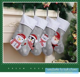 Socks Christmas tree pendant decoration products children gift bag,penguin, bear, Santa ,snowman,Embroidery snowflakes and stars