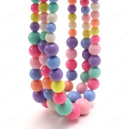 Colorful random mix color acrylic beaded necklace for baby kids gift jewelry elastic necklace for children gift