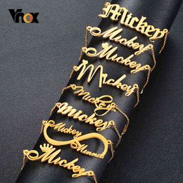 Vnox Personalised Name Necklaces Solid Stainless Steel Choker for Women Fashion Pendant Custom Special Unique Gift H1125