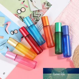 10ml Portable Thick Glass Roller Essential Oil Perfume Bottles Travel Refillable Frosted Colorful Roller Ball Bottle