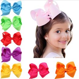 Hair Bow Clips Large Bows Kids Hairpins Girls Solid Grosgrain Ribbon Hairclips Headwear Boutique Hair Accessories 16 Colors DW6171