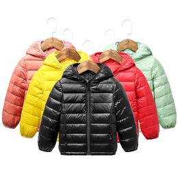 Autumn Winter Hooded Children Down Jackets For Girls Candy Color Warm Kids Coats Boys 2-9 Years Outerwear Clothes 211027